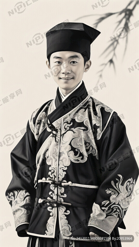 清朝乾隆年间学生装 青年男性