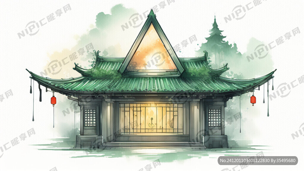 国亮烧烤门头绿色 屋檐 三角