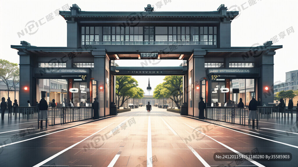 厂区大门口正面图 左侧是保安亭