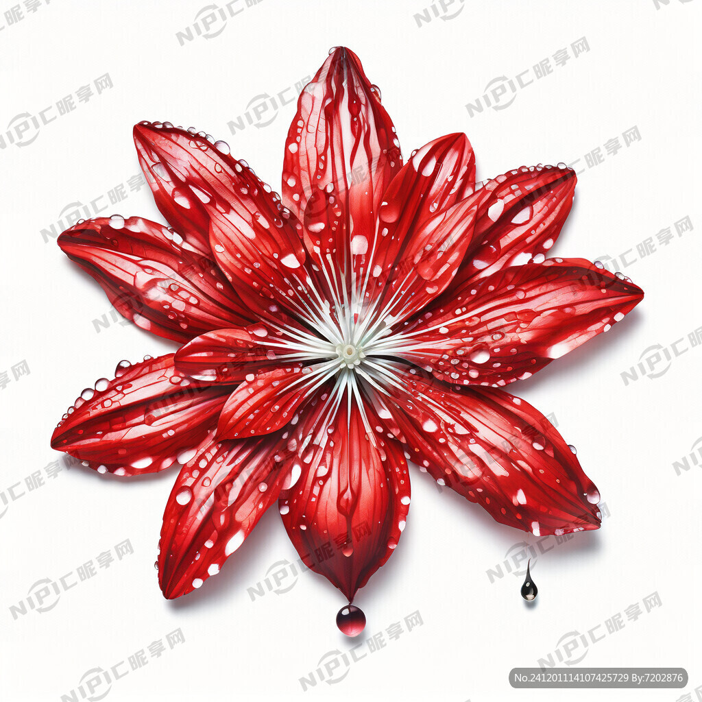 红色花朵 红色花蕊、娇艳欲滴