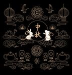 中秋月亮玉兔灯笼底纹