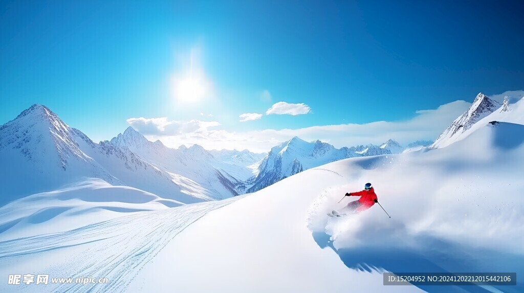 山峦上的滑雪者