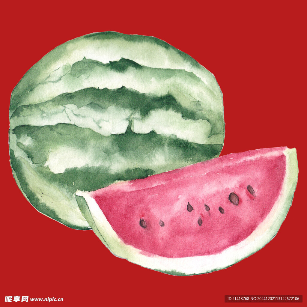 手绘西瓜水果