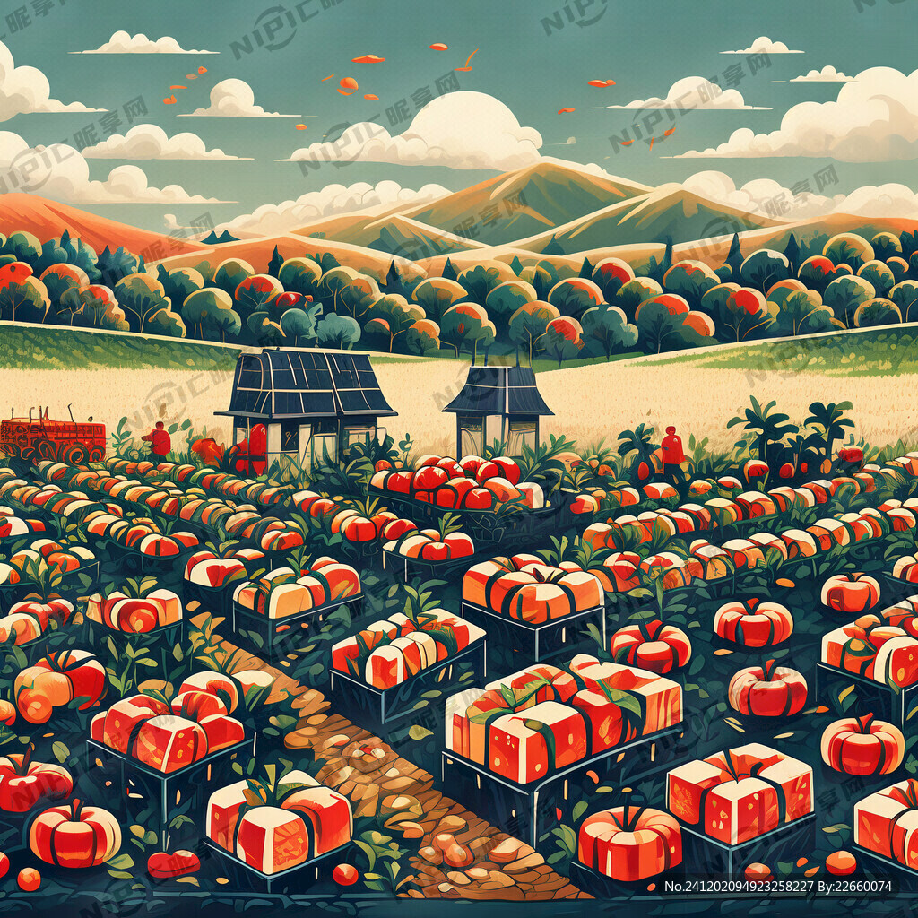 苹果包装插画农业
