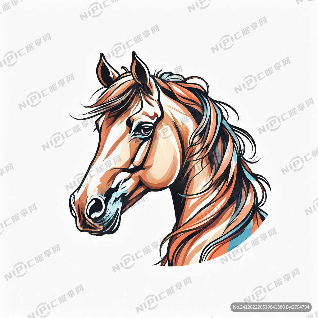圆形 马头 卡通 简笔画