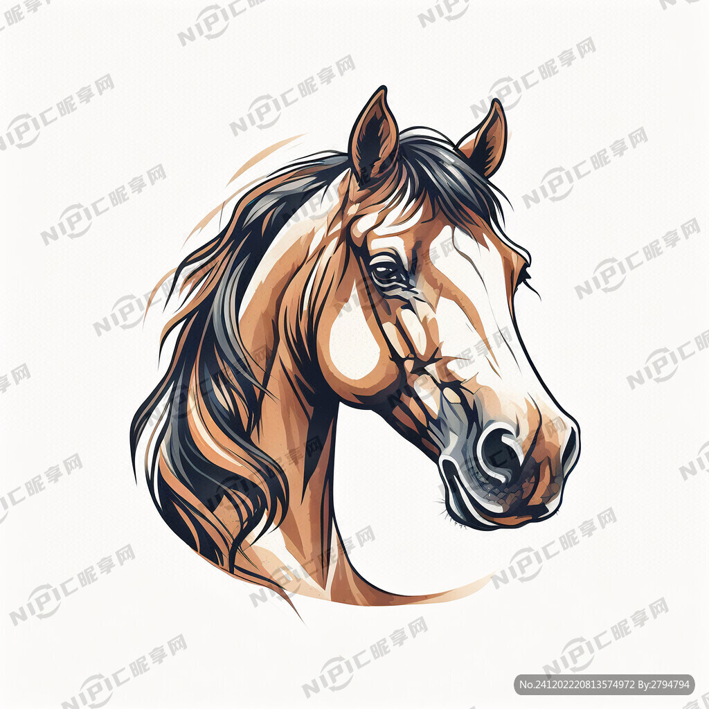 圆形 马头 卡通 简笔画