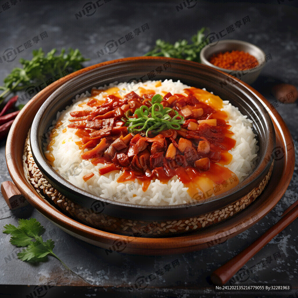 腊味煲仔饭 平面图 港风