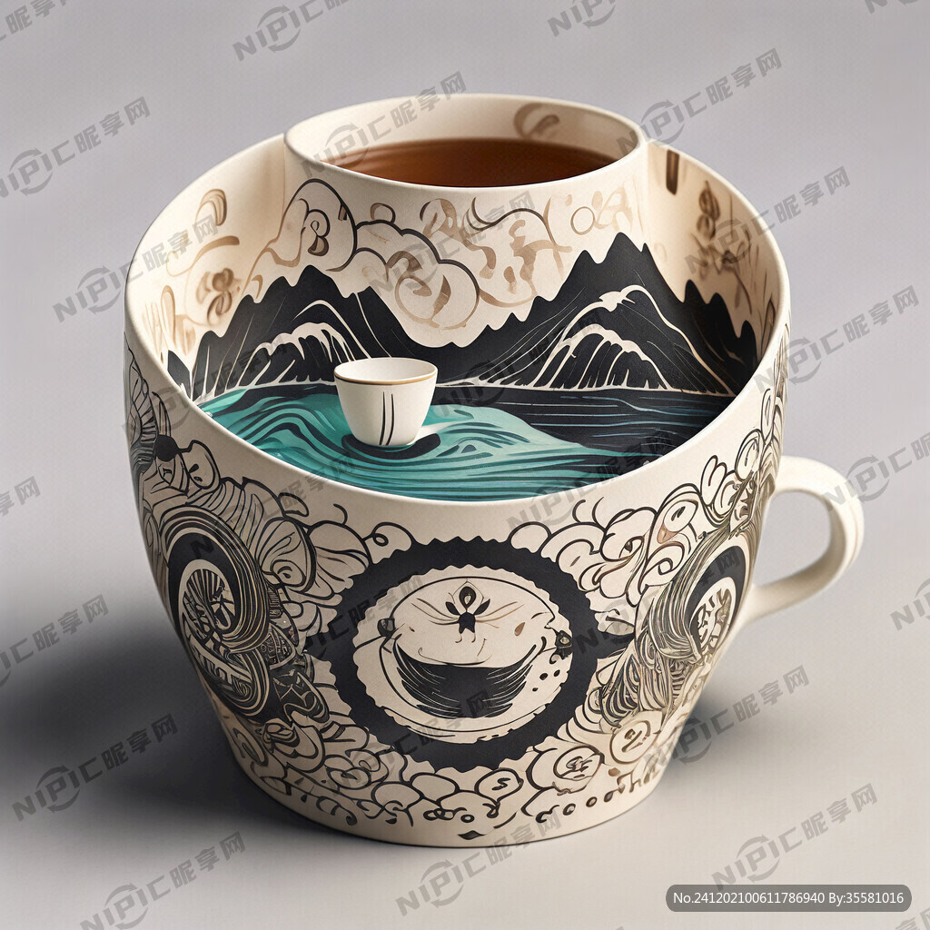 纸杯上设计图案 是泡茶的纸杯