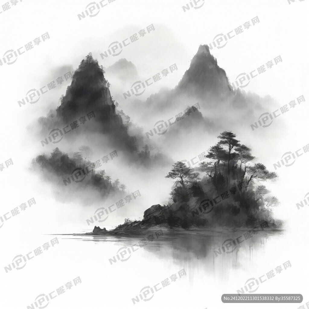 山谷 中国风 中国画 山水