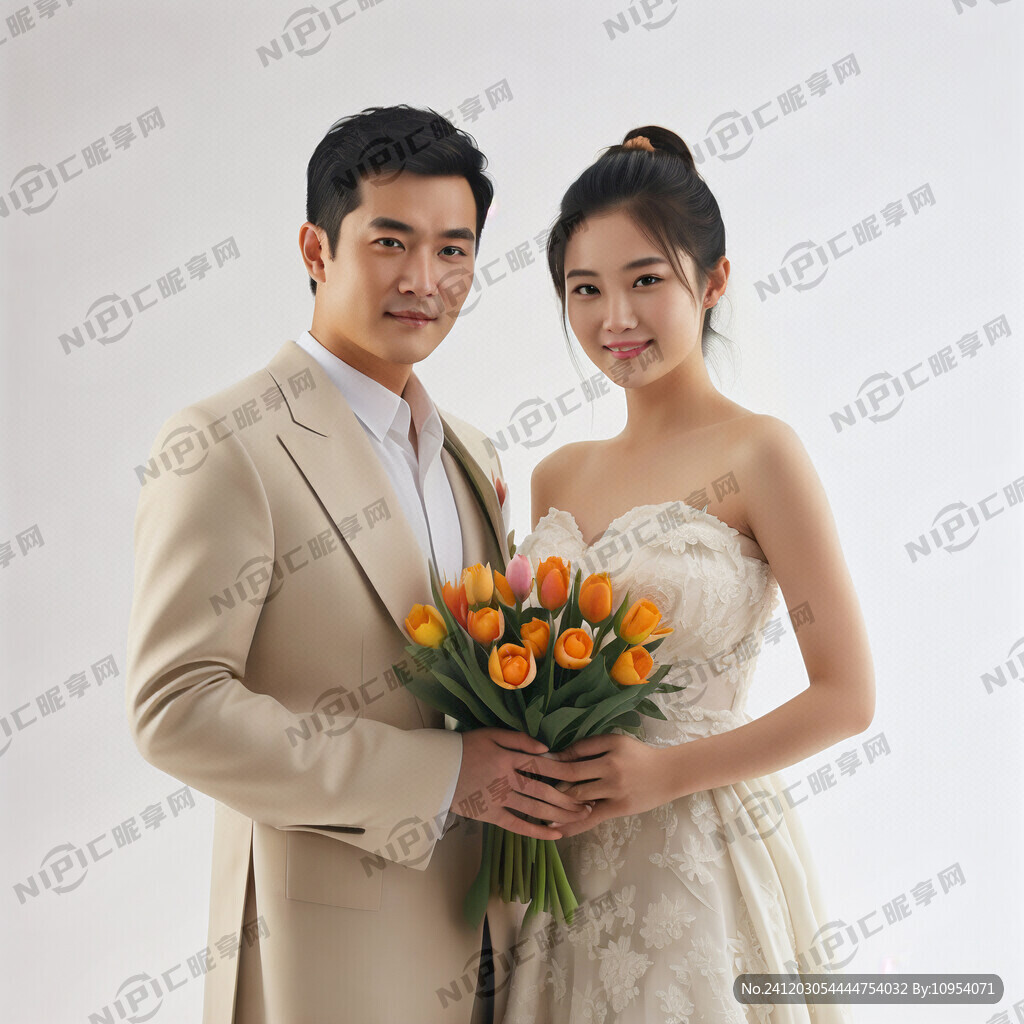 正面全身  美女帅哥 男穿西装