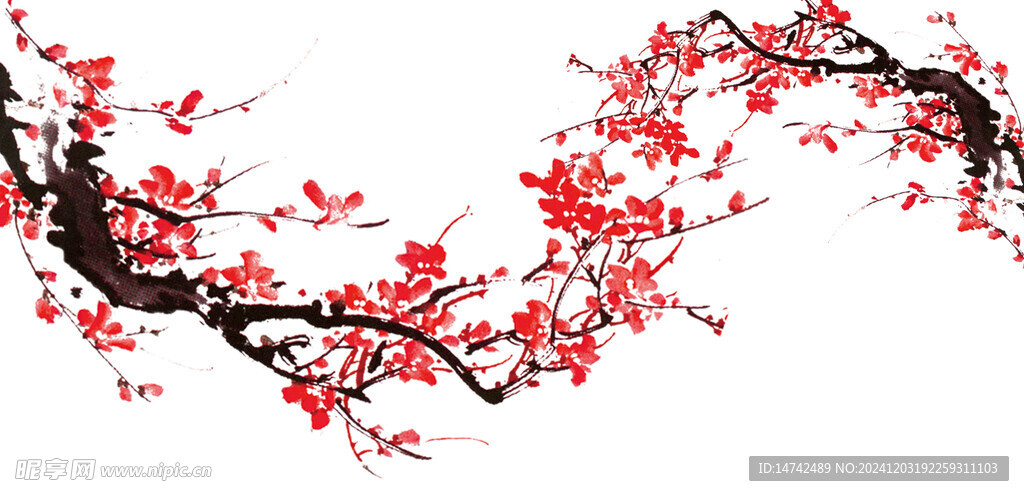 免扣水墨梅花