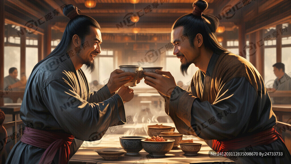两个男人 古代侠客 在酒馆