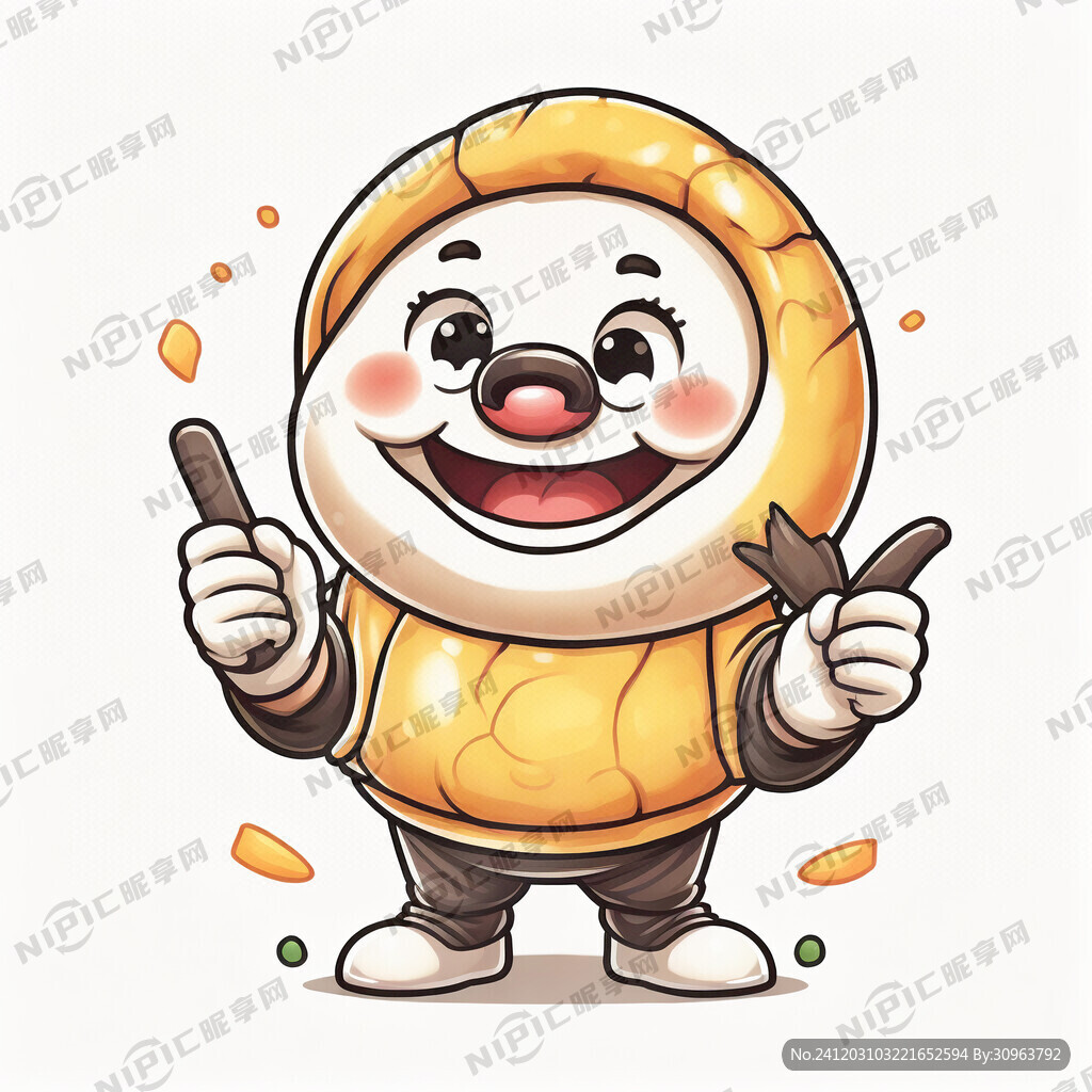 饺子吉祥物 左手拿着麦子