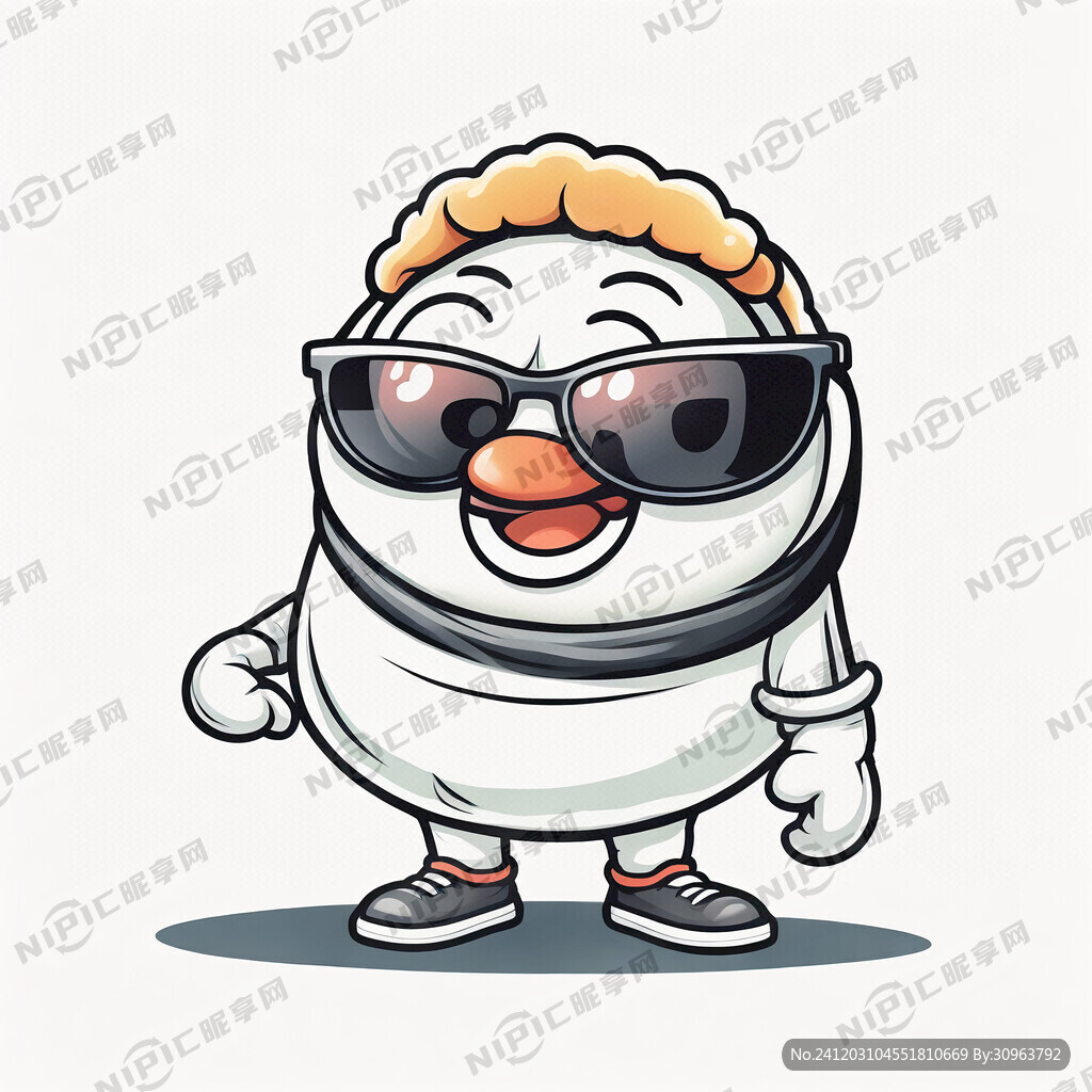 一个饺子吉祥物戴墨镜