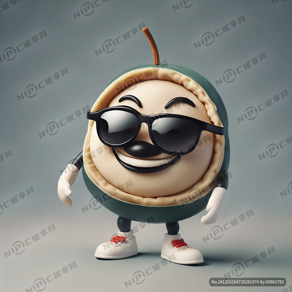 一个饺子吉祥物戴墨镜