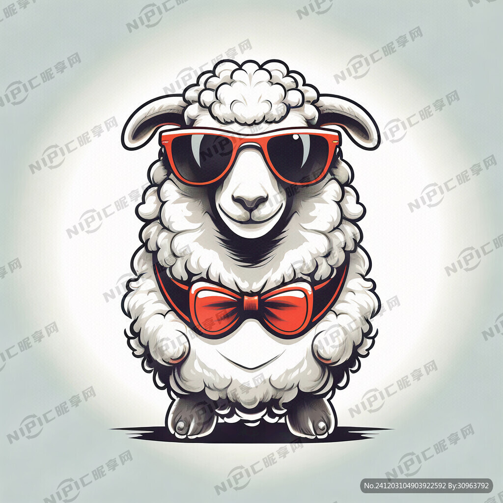 一只绵羊吉祥物戴墨镜