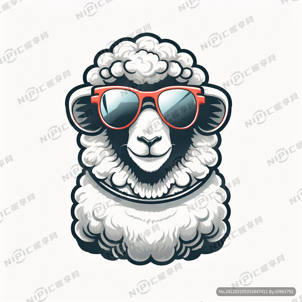一只绵羊吉祥物戴墨镜