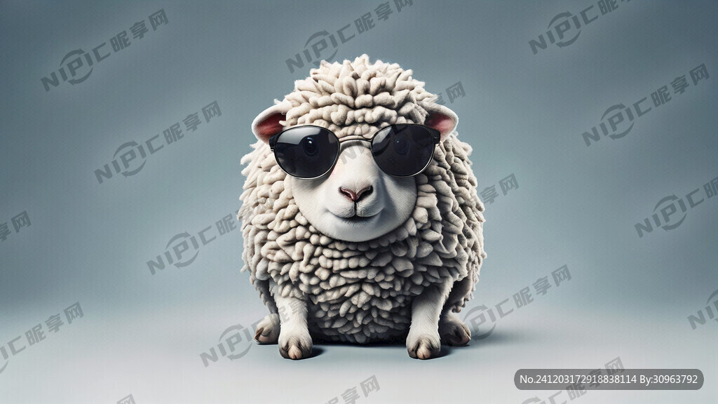 一只绵羊吉祥物戴墨镜