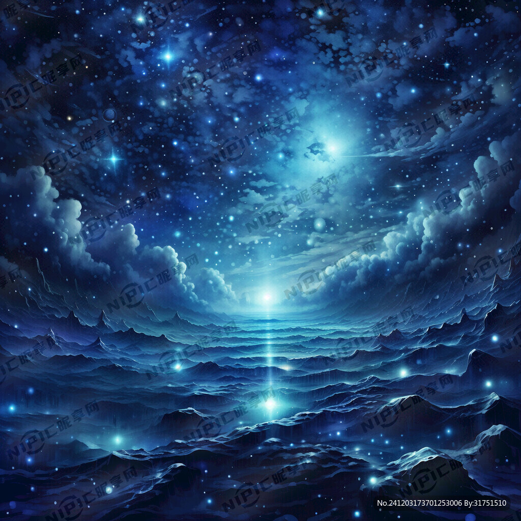 梦幻星空 蓝色星空 星空背景