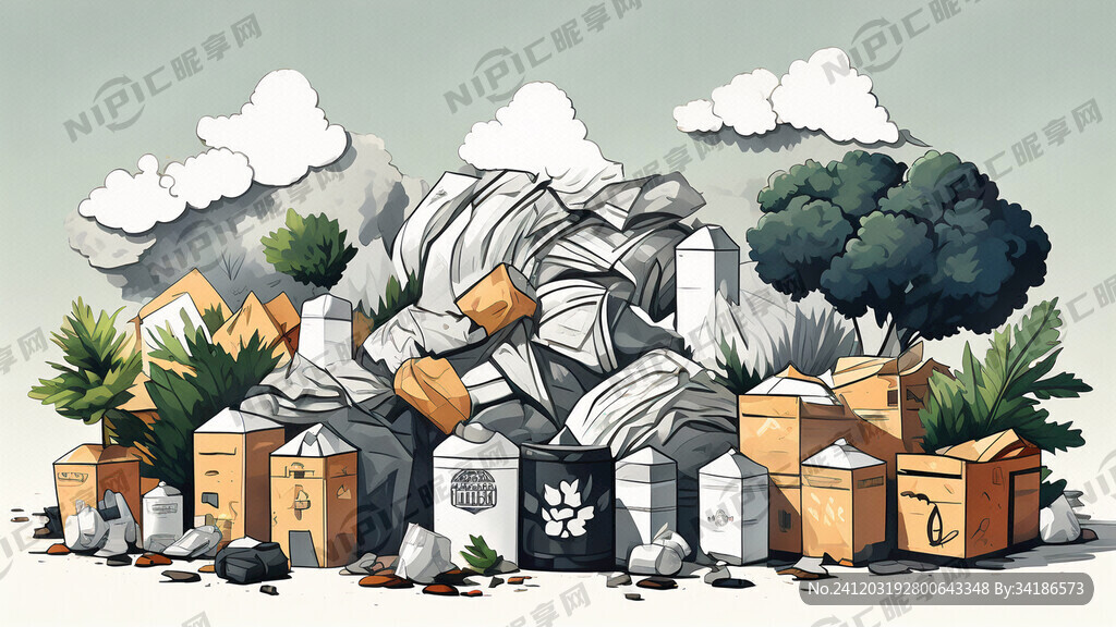 节省纸张 回收废纸 插画