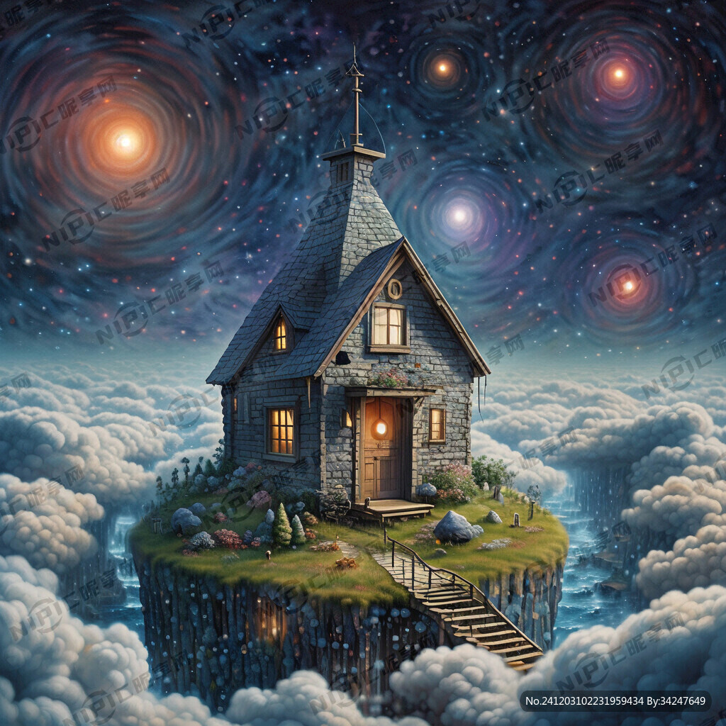 在浩瀚宇宙中的很小的小房子