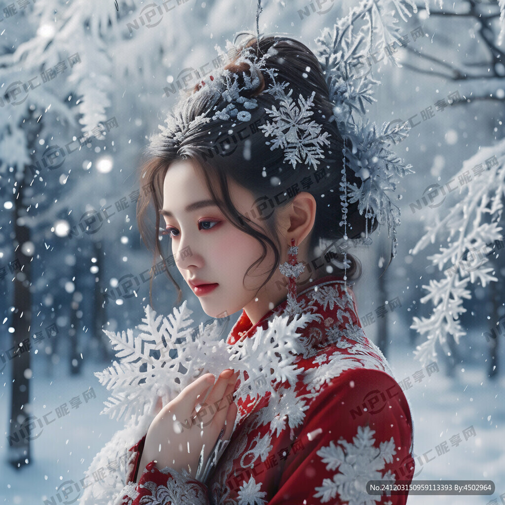 唯美 浪漫 雪花 美女