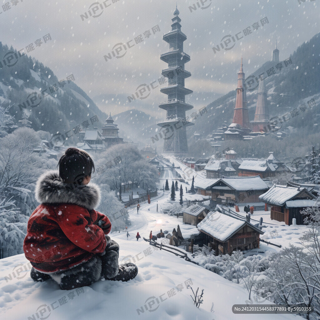 小朋友游玩雪乡