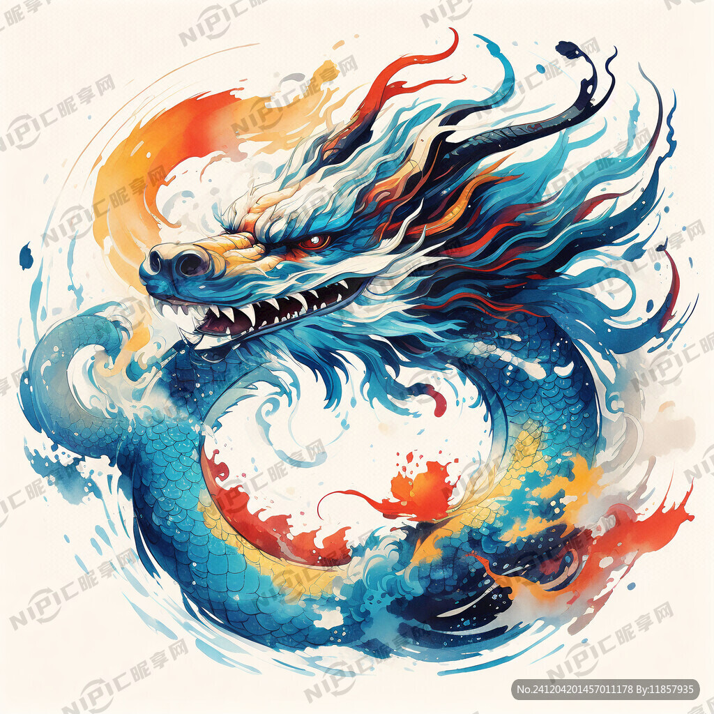 用水来画成抽象的龙