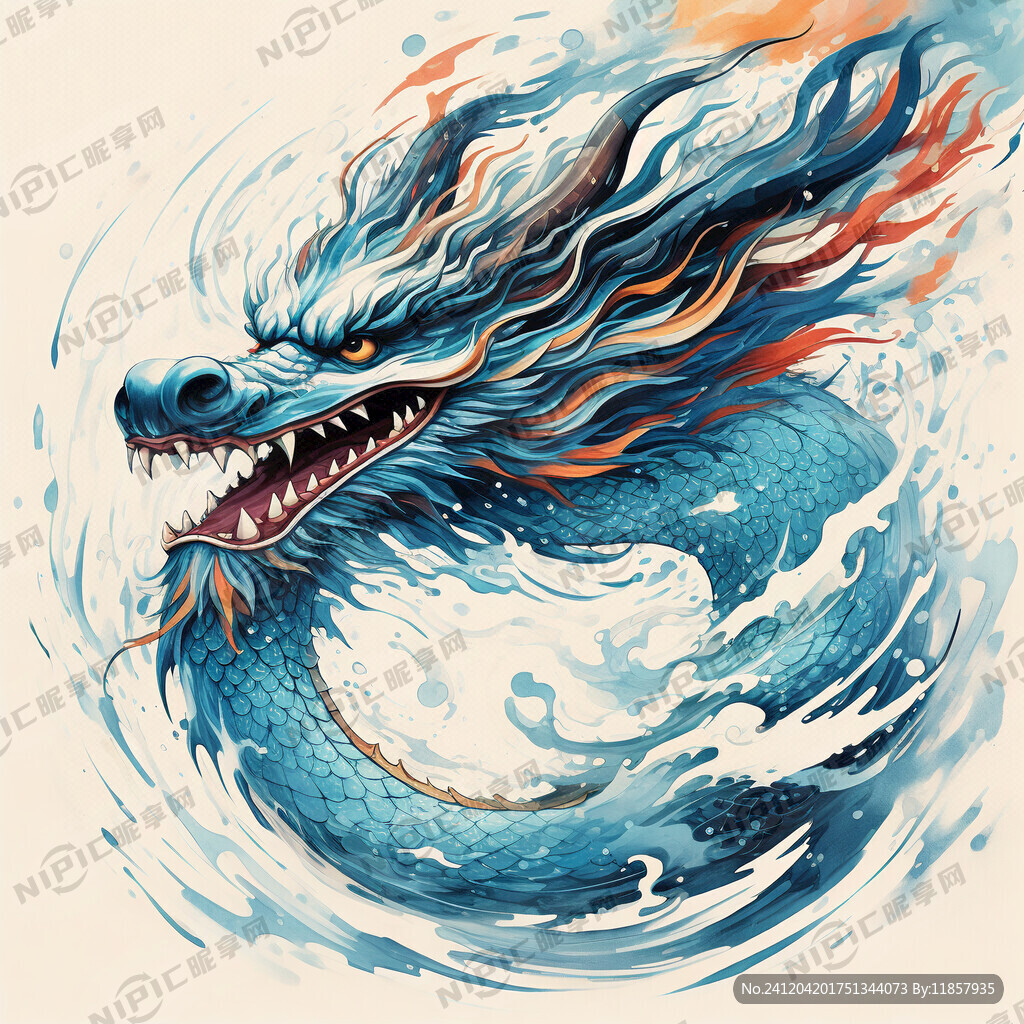 用动态水来画成一条完整抽象的龙