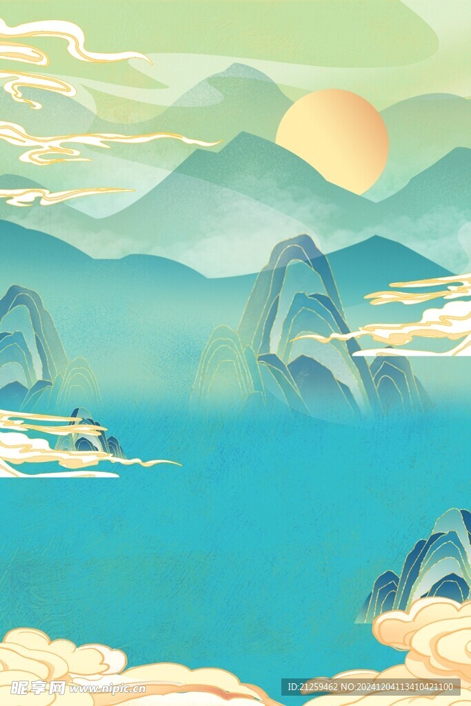 国潮中国风山水插画