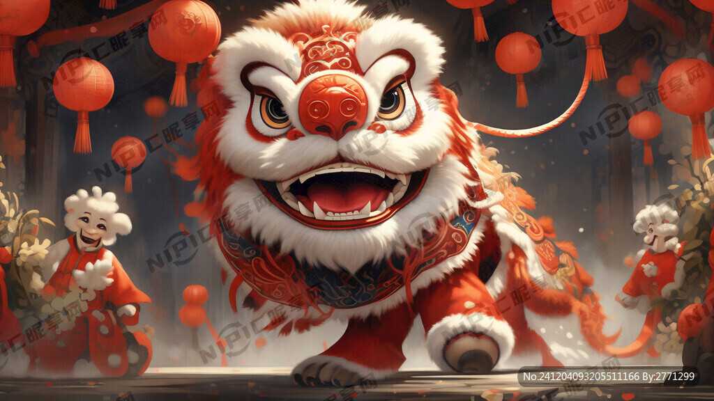 中国传统舞狮 新年喜庆舞狮
