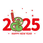 2025蛇卡通插画线稿简笔画