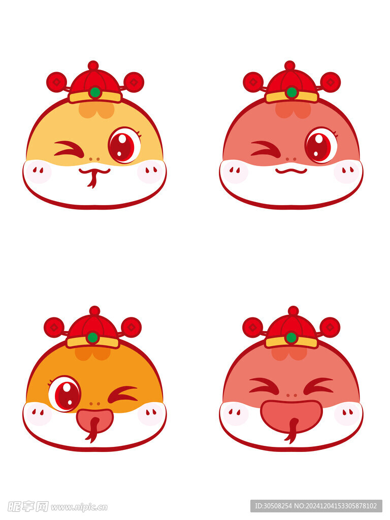 小蛇发财帽卡通插画