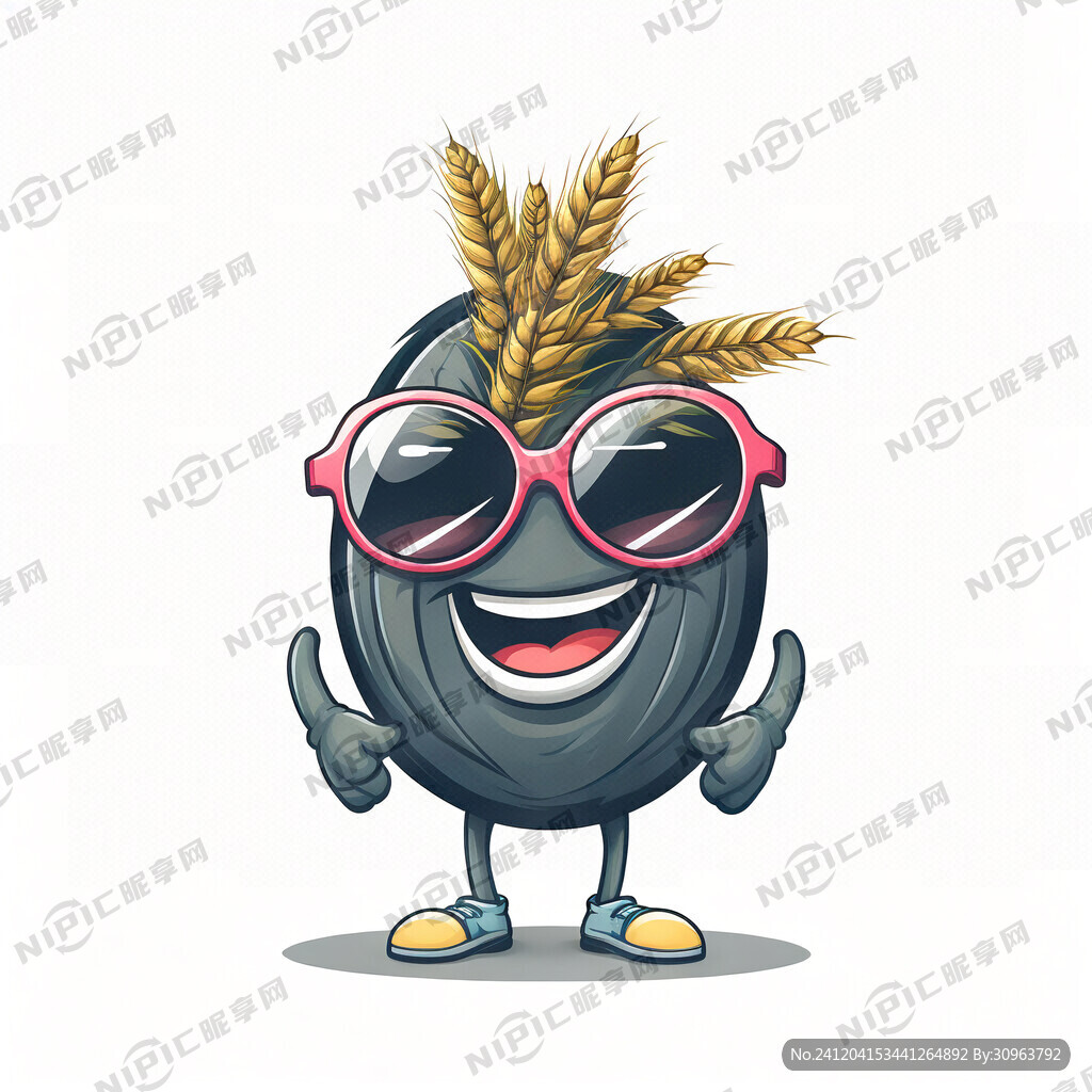 一颗麦子吉祥物戴墨镜