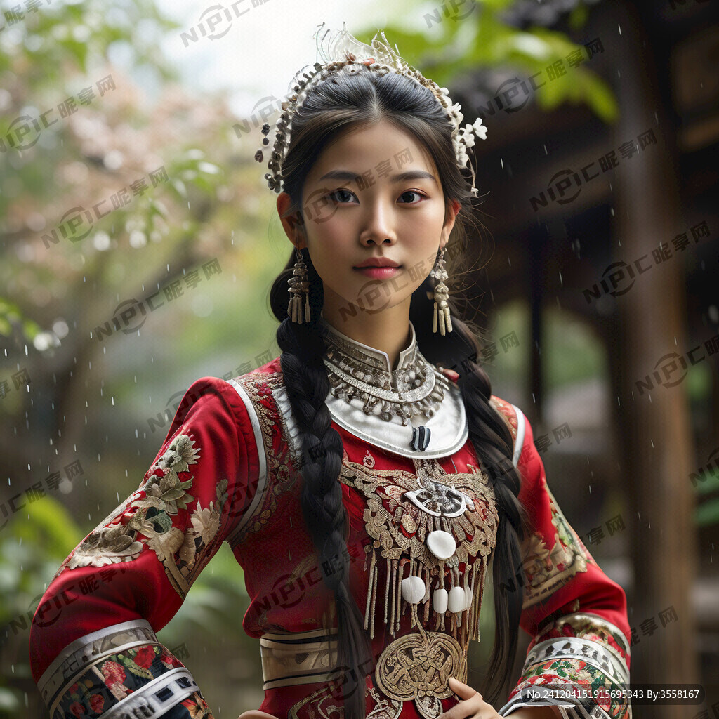苗族美女 站立
