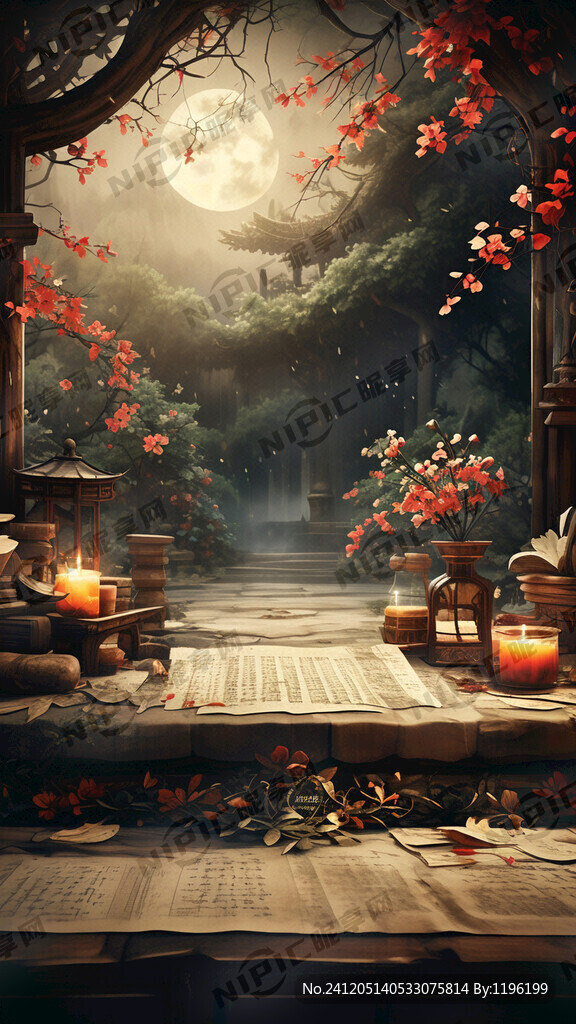 古色古香背景 带诗词 明暗