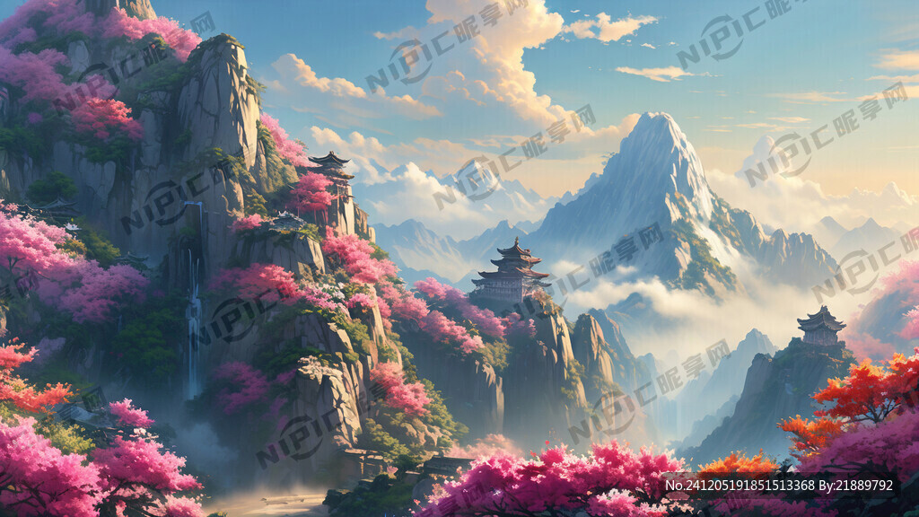 华山仙境 国风山川美景 玉女峰