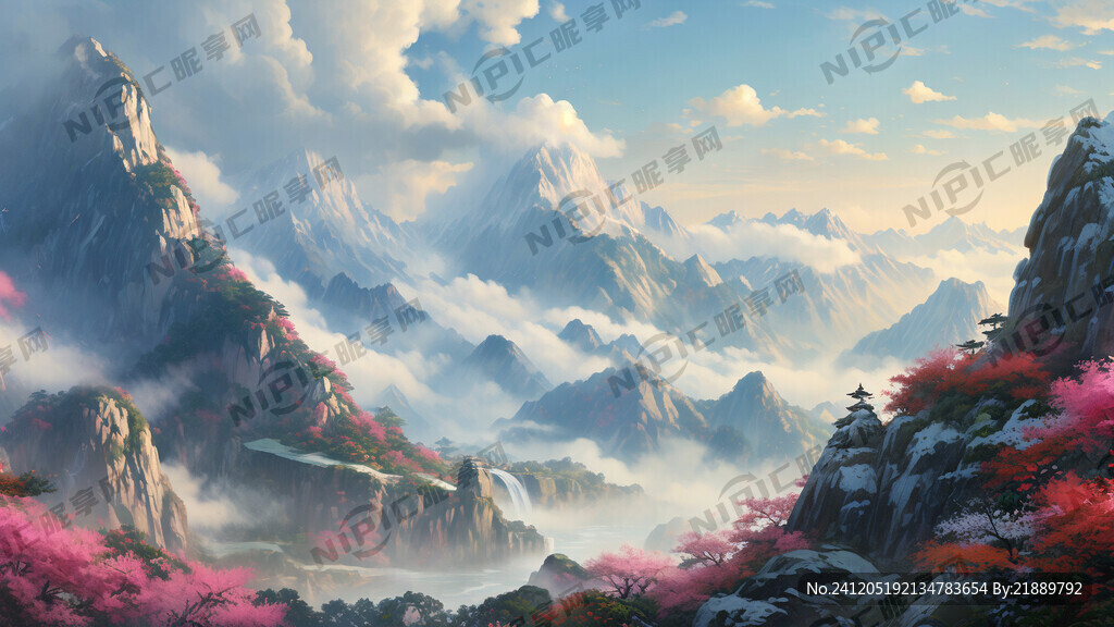 华山仙境 国风山川美景 玉女峰