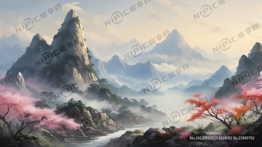华山仙境 国风山川美景 玉女峰