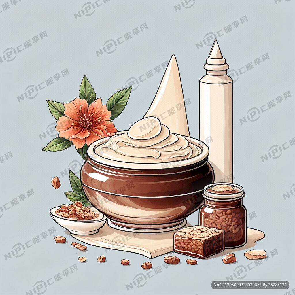 生成一幅以阿胶为主题的插画