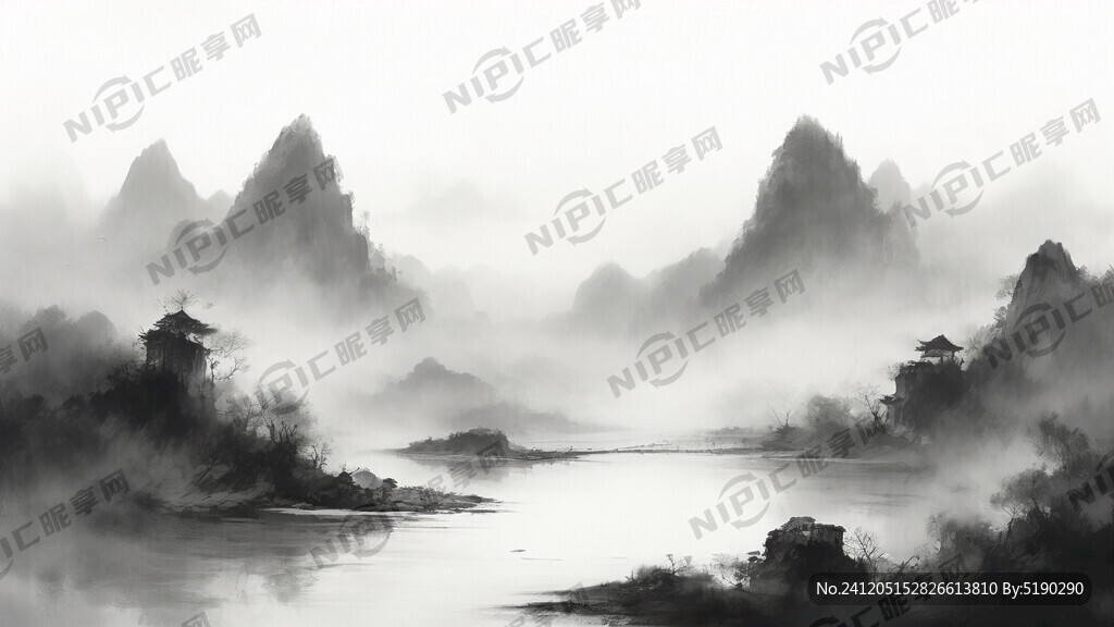 山水画 小桥流水人家 中国风