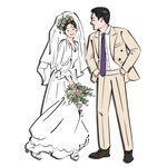 郁金香花海手绘插画情侣插画