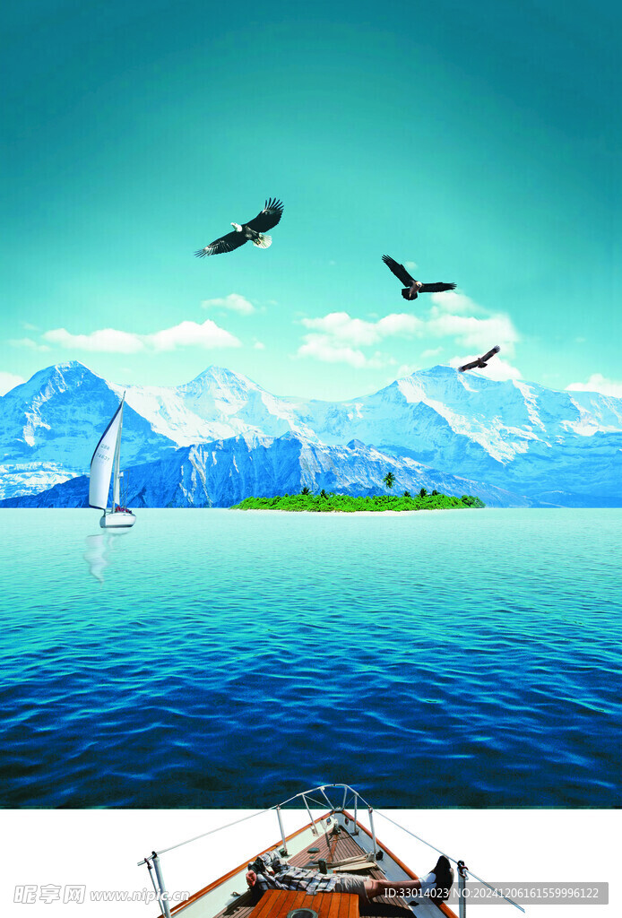 大海蓝天海鸥