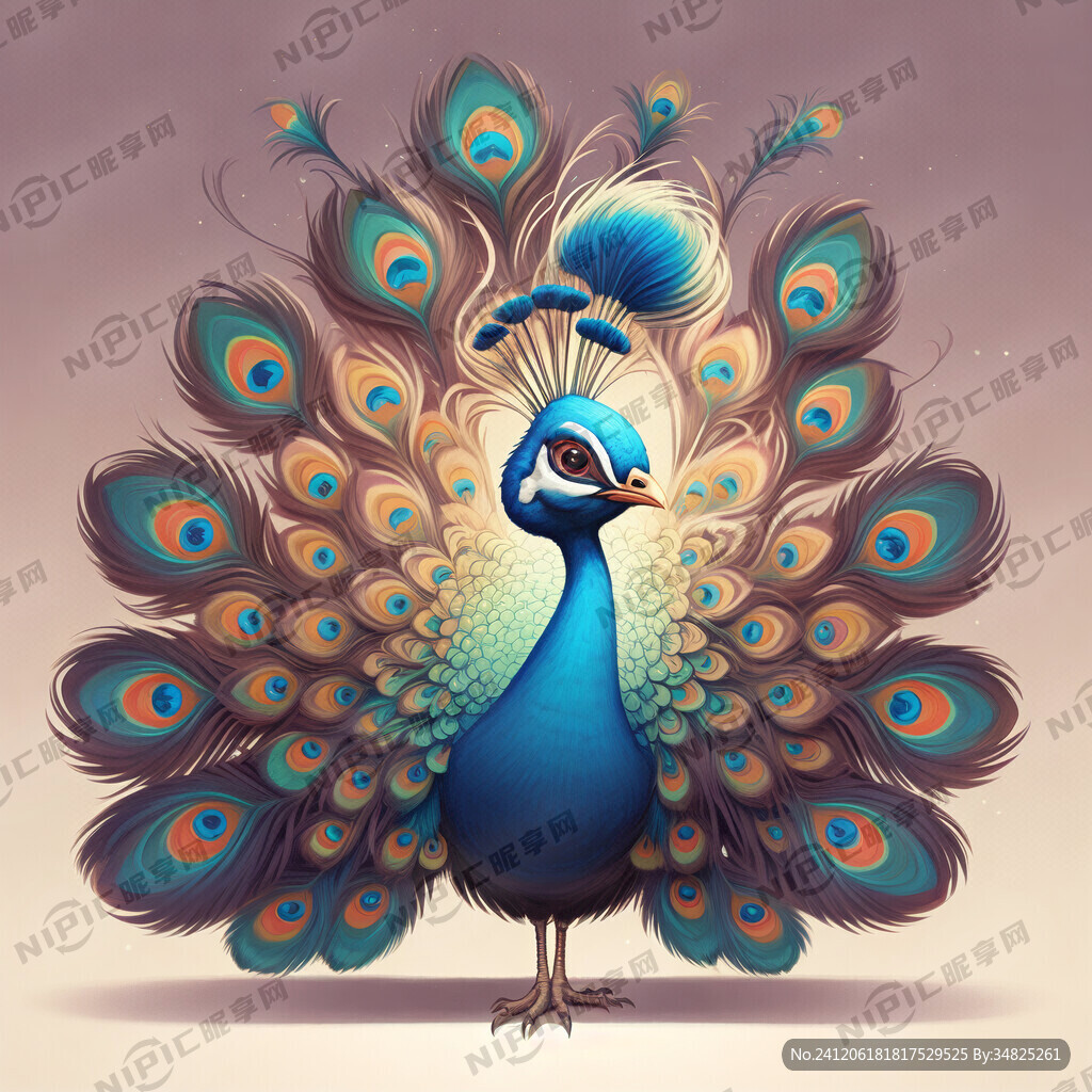 孔雀 卡通 可爱 拟人