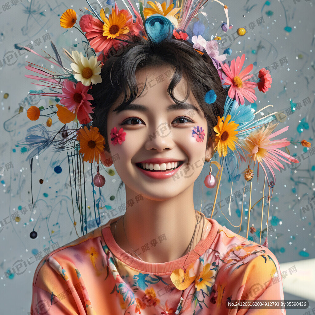 现代微笑青春活力头饰炫彩造型