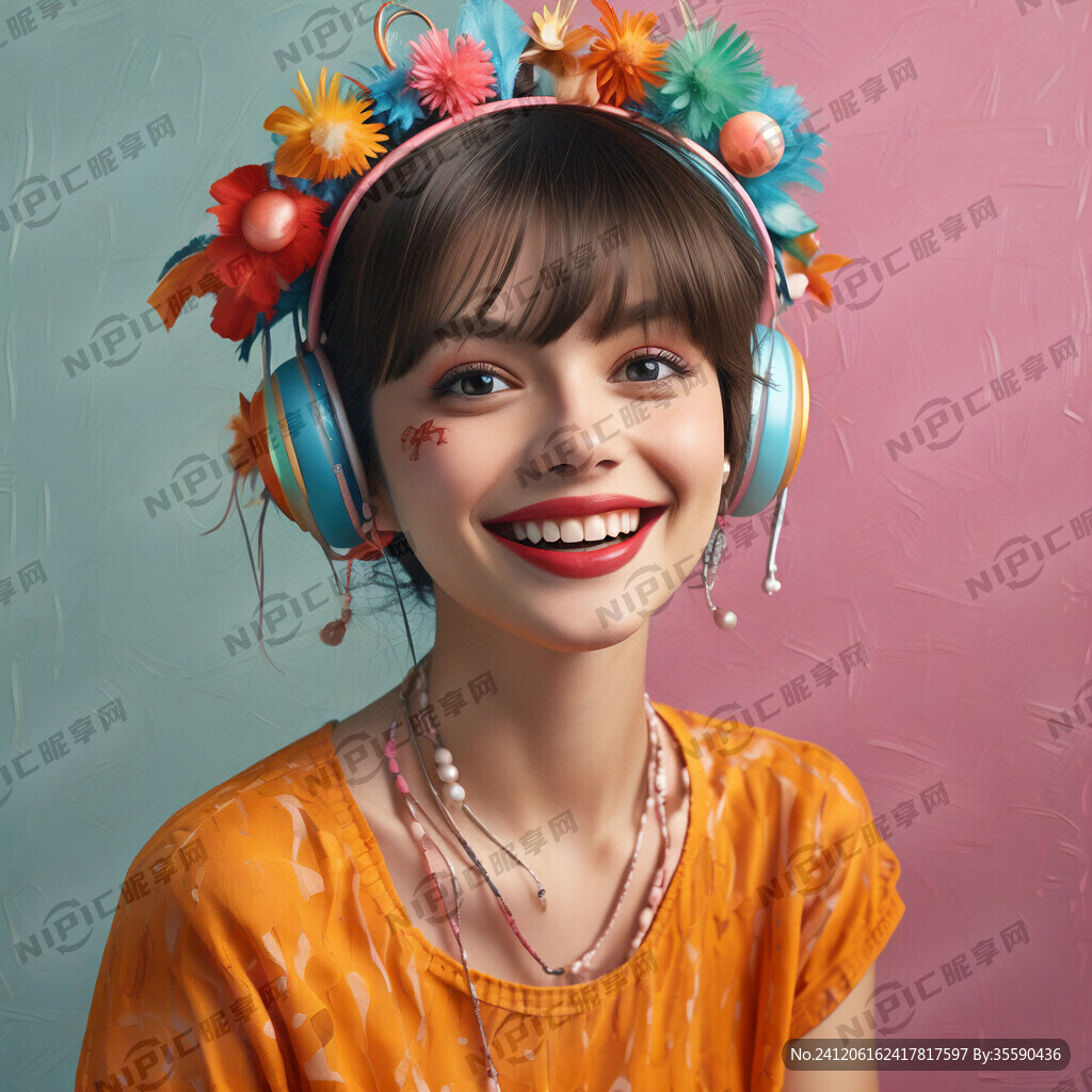 时尚微笑青春活力头饰炫彩造型