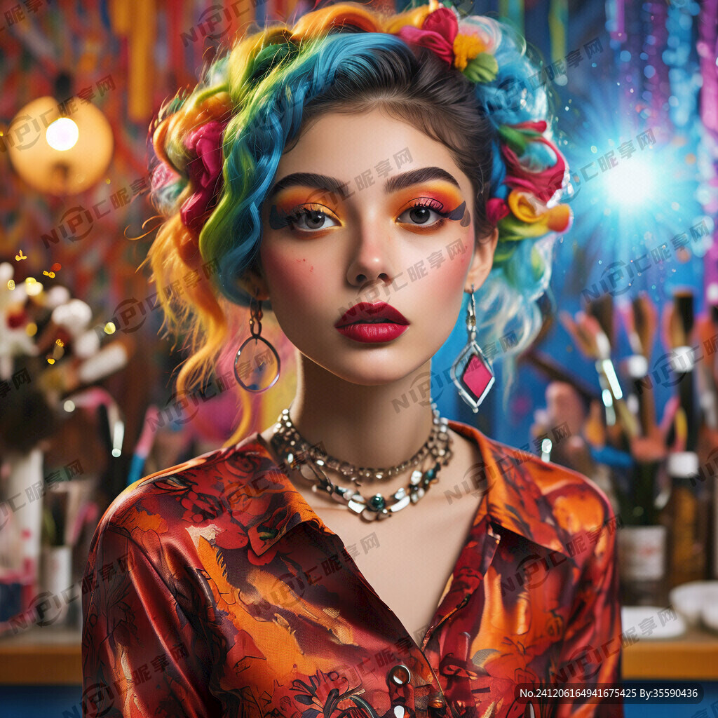 时尚青春活力炫彩化妆造型