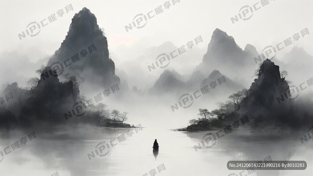 现实水墨 云雾山峦 密集 禅意