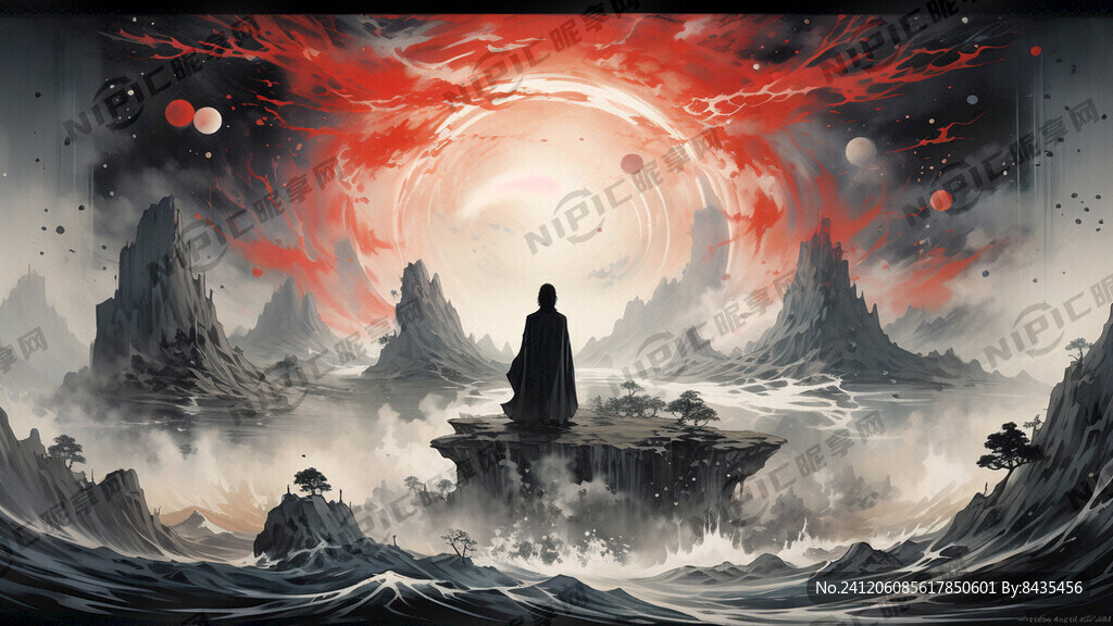 板绘岩彩 线条分明 宇宙混沌