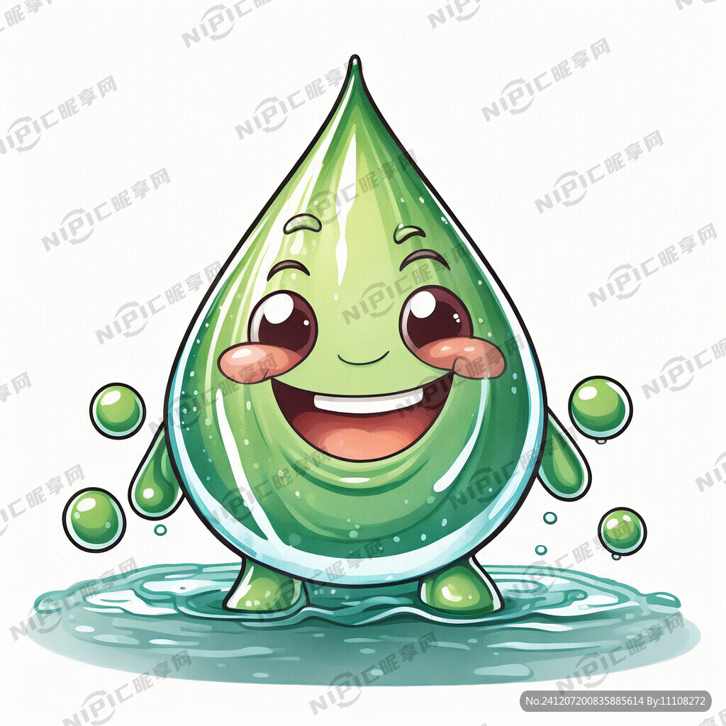 3D卡通小水滴 绿色卡通水滴